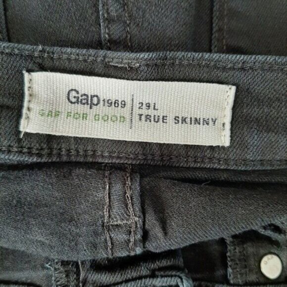GAP for Good True Skinny Black Stretch Jeans Sz 29 Long - Picture 10 of 12